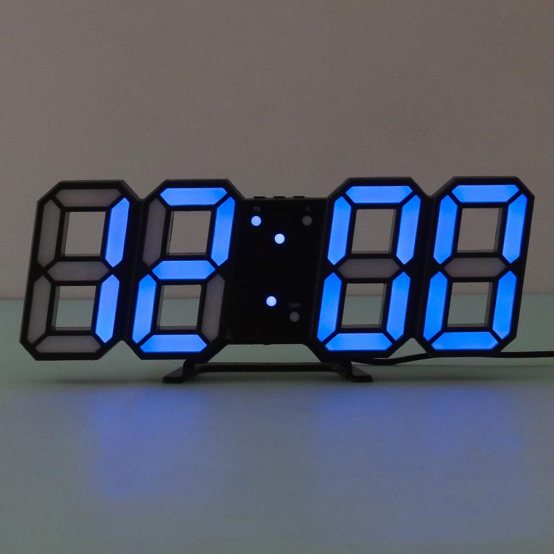 3D Digital Alarm Clock USB Plugged In Student Electronic Alarm Clock Multifunctional Night Light Clock Home Decoration Ornament