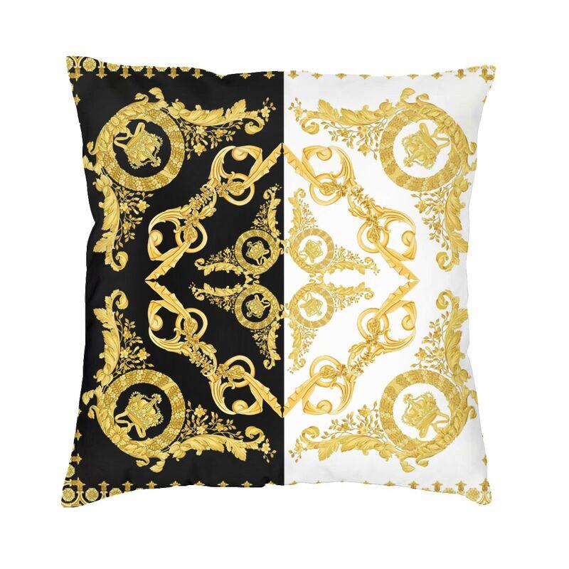 Hot Pink And Gold Baroque Floral Pattern Cushion Cover Sofa Home Decor Square Throw Pillow Case 45x45cm
