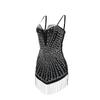 Robe sexy irrégulière à col licou et chaîne en diamant pour femme