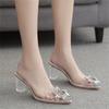 Ladies Transparent Crystal Shoes Thick High Heel Glass Slipper Shoes Sandals