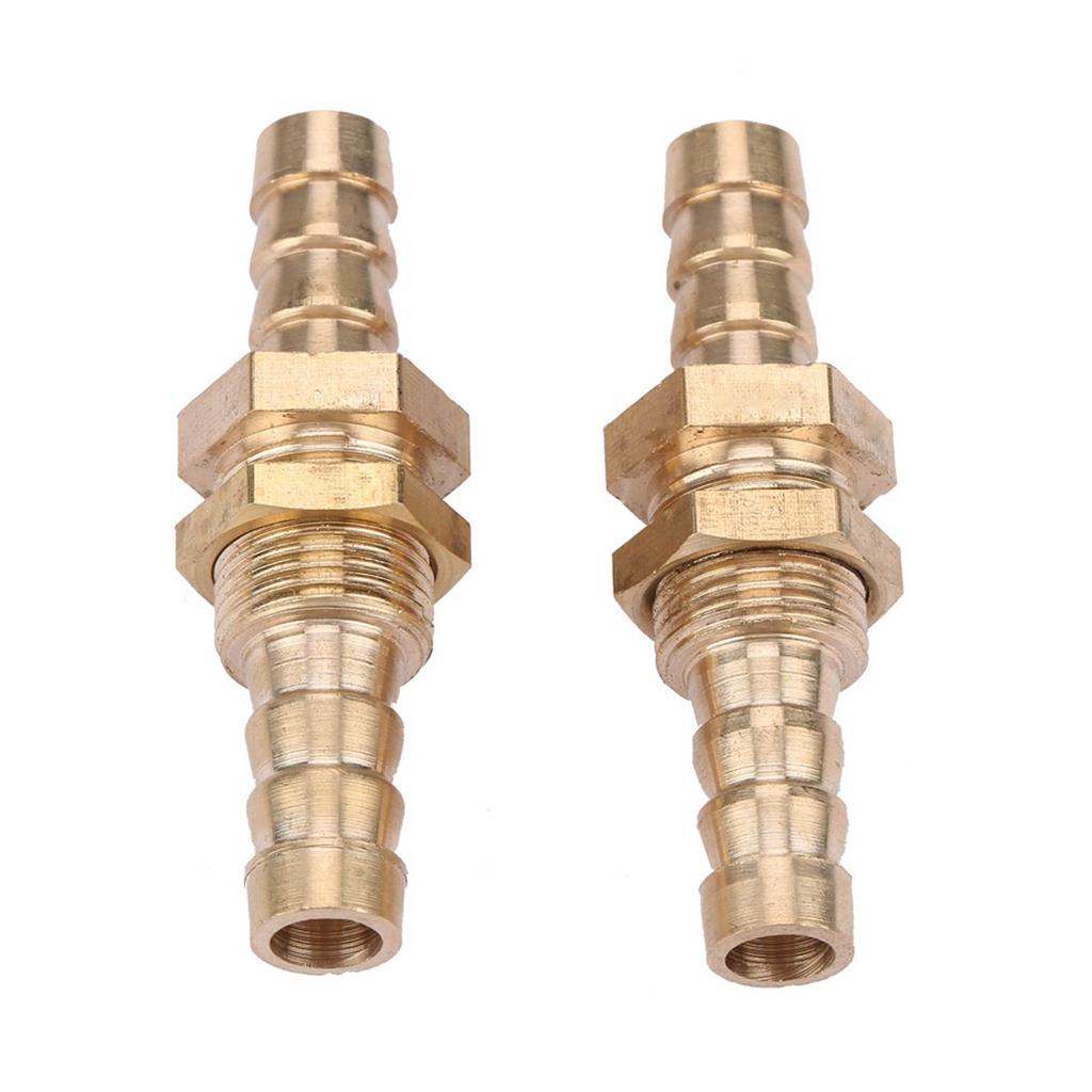 2 Pcs Hose Barb Brass Bulkhead Pipe Fitting Coupler Connector Adapter (8mm)
