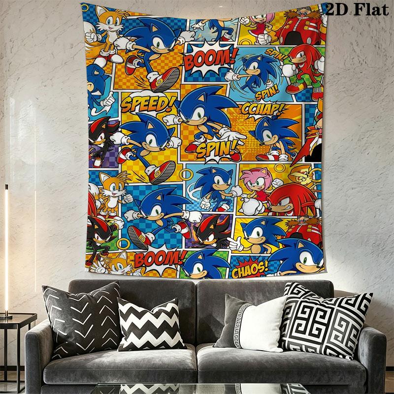 Hedgehog Sonic Speed Wall Hanging Printed Fabric Blanket Decorative Tapestries for Bedroom Living Room Home Decor