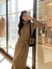 Korean Style Winter Knit Skirt Set: High Neck Fluffy Sweater, Cable Knit Vest, and Skirt Trio