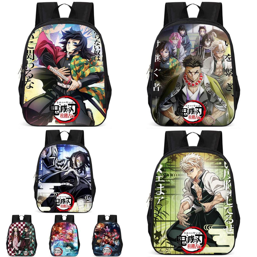 Trendy Demon Slayer Book Bag With Durable Oxford Fabric And Large Storage