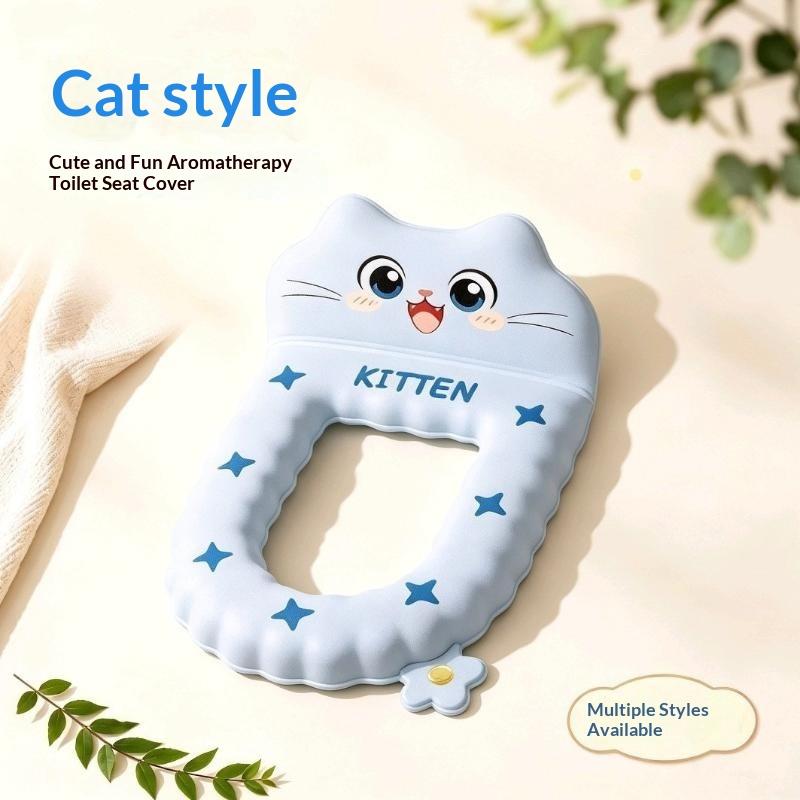 Cartoon Eva Soft Warm Washable Toilet Seat Cover With Backrest Aromatherapy Pod For Bathroom Great Finds For The Home