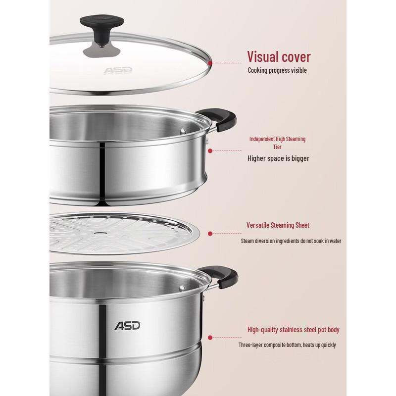 ASD 28CM Multi-Function Stainless Steel Steamer