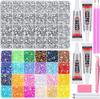 3mm Colorful AB Resin Rhinestones 32 Grids 24 Colors Flatback Jelly Gems DIY Craft Nail Art