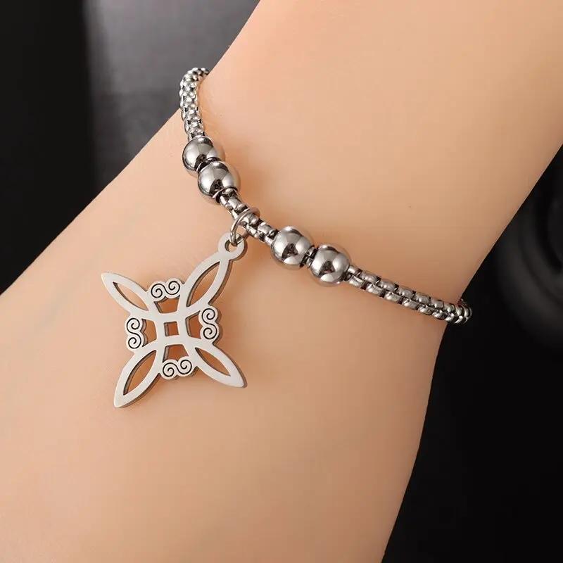

Witchcraft Witch Knot Charm Bracelet Women Stainless Steel Box Chain Bracelet Irish Celtic Knot Amulet Jewelry Gift