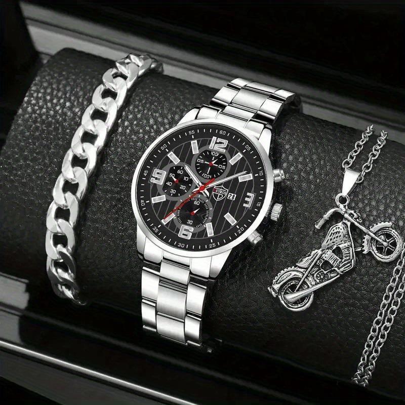 3-Piece Men S Watch Set Men S Fashion Quartz Pointer Watch