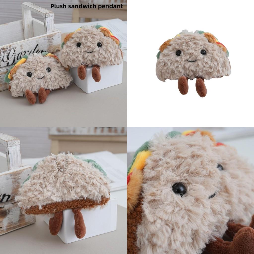 Cute Realistic Sandwich Plush Keychain Toy With Pp Cotton Filling For Gift Kids