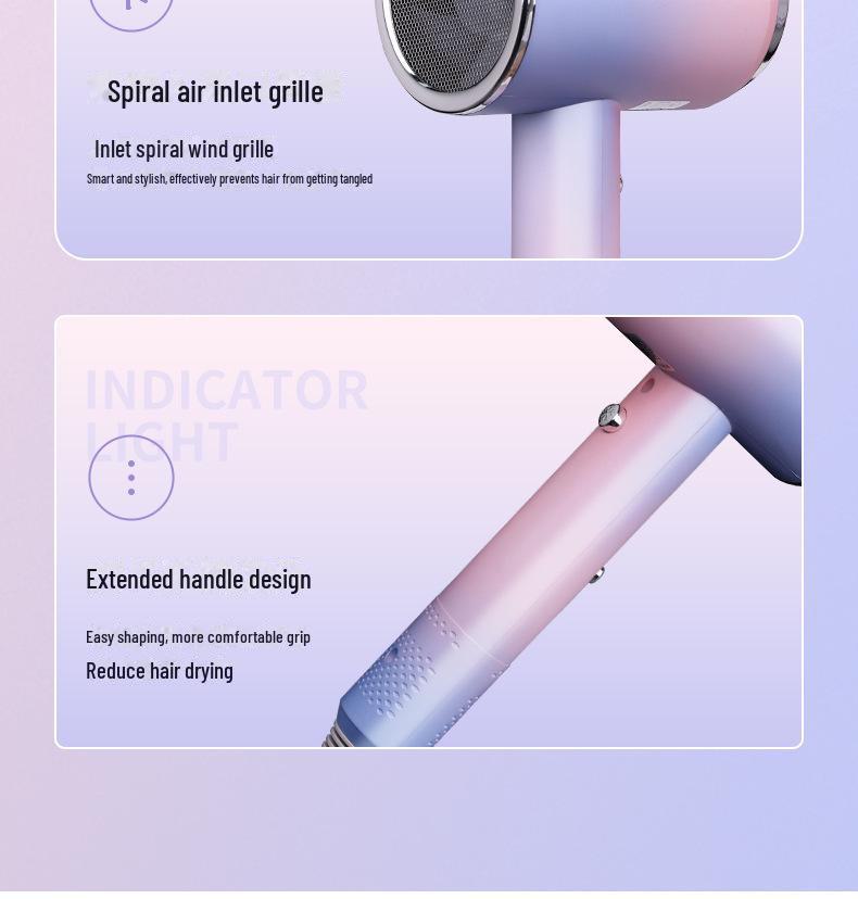 High Power Blue Light Ionic Hair Dryer: Portable, Efficient, Noise-Reducing, Quick-Drying