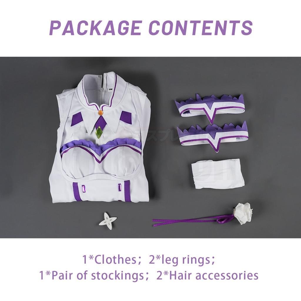HOLOUN Zero Anime Emilia Disfraz de Cosplay Peluca Top Bordado Falda Atuendo para Convención Halloween