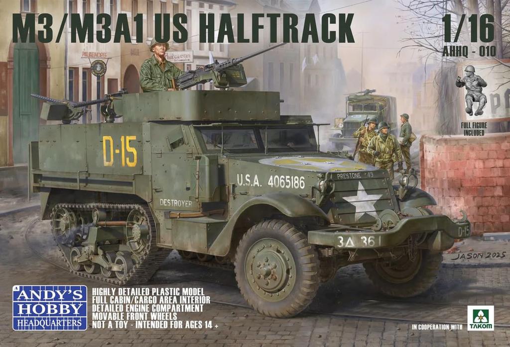 Takom 1/16 Scale American M3/M3A1 Half-Track 2-in-1 Plastic Model TKOAHHQ-010 (Tank)