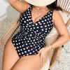 2025 Plus Size Polka Dot Backless One-Piece Swimsuit for Women