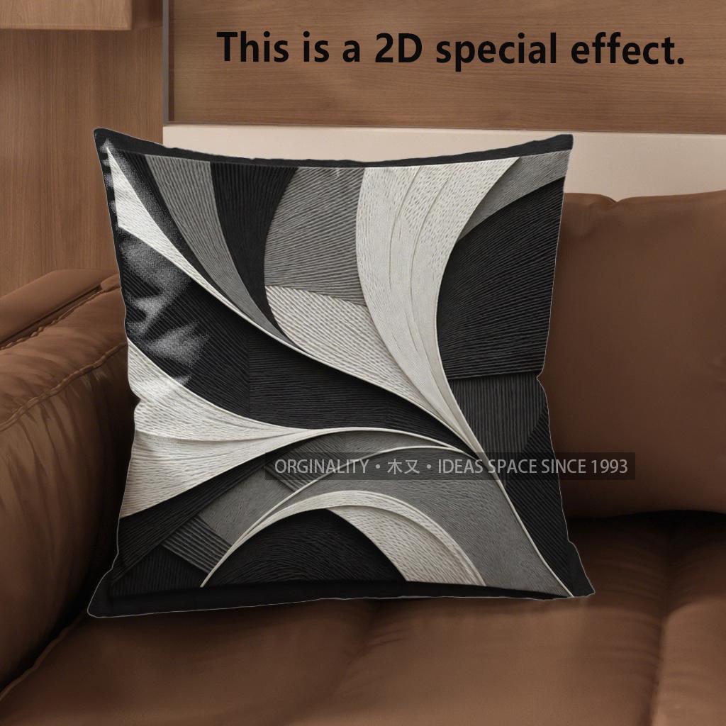 2D Geometric & Wave Pattern Digital Print Pillow Covers Pattern Cushion Cover Suitable For Sofa Bedroom Car Pillow Cover