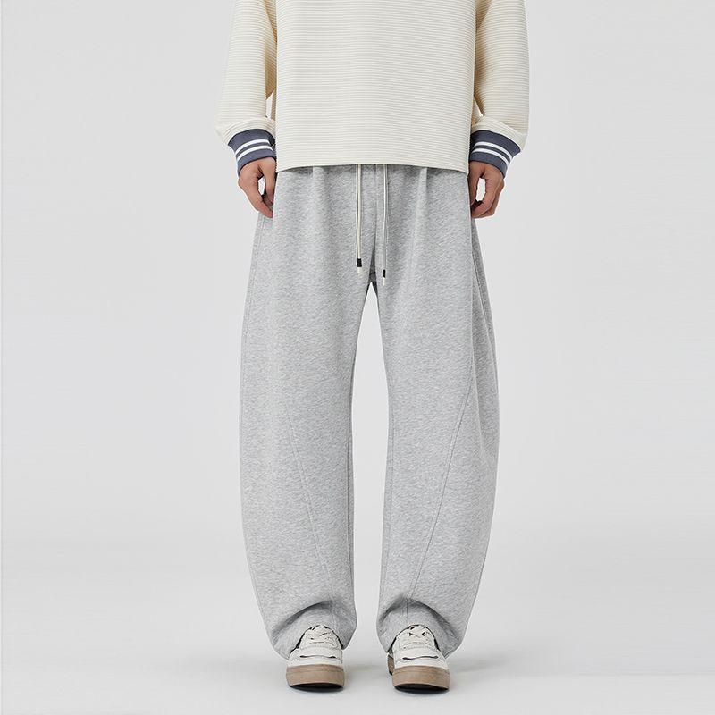Solid Color Simple Trendy Brand Scimitar Sweatpants Men's Spring and Autumn New Loose Wide-leg Drape Sports Casual Trousers