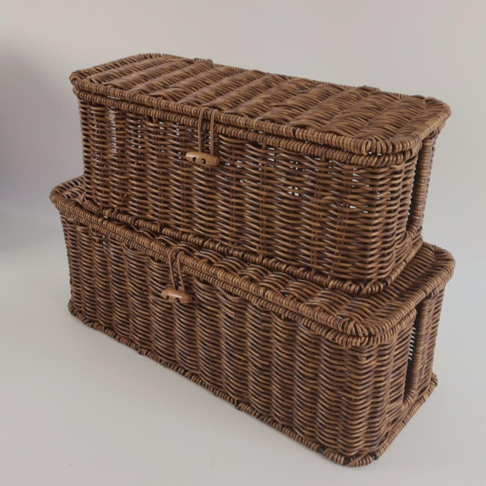 

Creative Flip-Top Rattan-Like Woven Storage Basket, Household Desktop Organizer, Toy Storage Box One Size кавовий