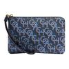 New Corner Zip Canvas With Leather Wrist Bag Clutch Small Women's Marine Blue CF548-IMNAV