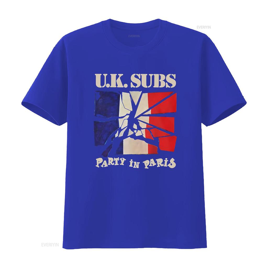 UK SUBS Party in Paris Print Black T Shirt for Men Large Size vintage Washed fashion Versatile streetwear Unisex graphic homme