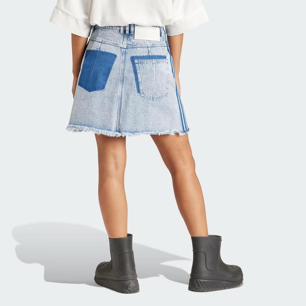 adidas Originals X KSENIASCHNAIDER Women's Frayed Denim Skirt Light Denim IU2509