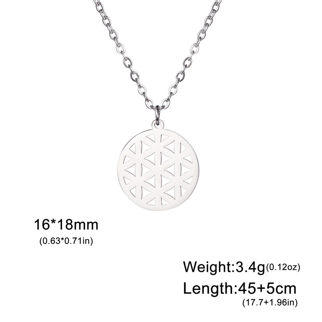 LIKGREAT Flower of Life Round Pendant Necklaces Stainless Steel Fashion Hollow Mandala Chakra Choker Jewelry Gifts for Women Men