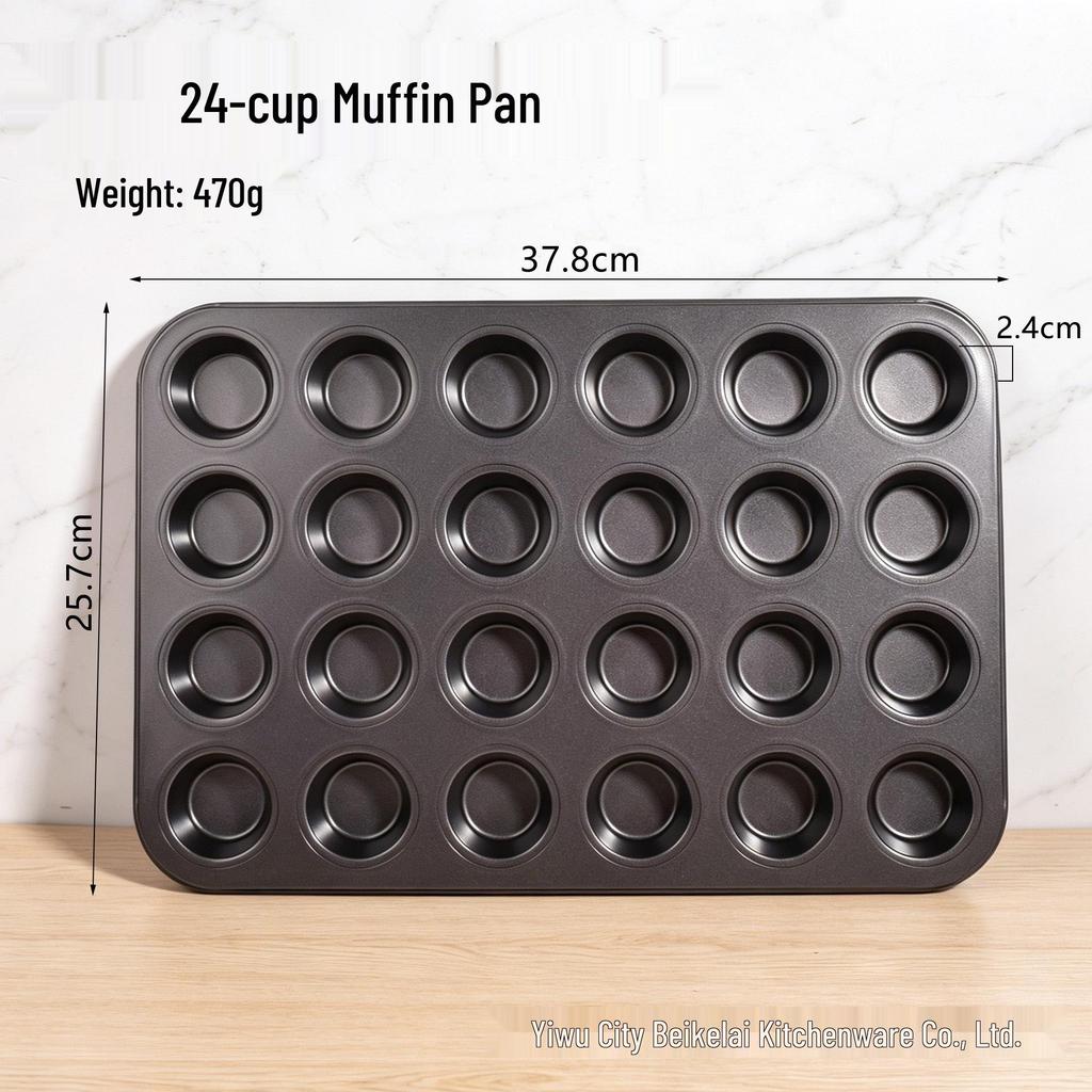12-Cavity Mini Muffin Baking Pan with 48 Molds - Square and Round Shapes