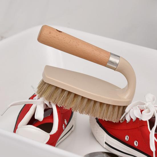 Cleaning Brush Multifunctional Durable Wooden Handle Stiff Bristles Sturdy Scrub Brush for Bathroom