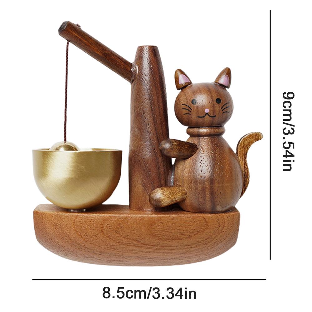 Bell For Door Opening Magnetic Fishing Cat Door Chime Playful Fishing Cat Wind Chime Magnetically-Attached Wood Doorbell Home