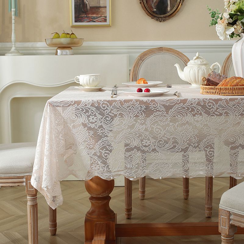 Romantic Lace Tablecloth French Style Table Cloth White Table Cover Wedding Party Desk Cover Dining Tablecover Kitchen Decor