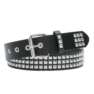 Women Waist Belt Rivet Decoration Fashionable Dress Pants Belt for Daily Shopping Party Black 105 X 3.3cm 41.3 X 1.3in