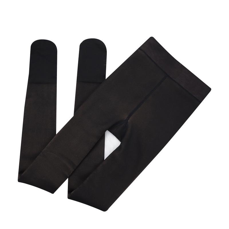 Black Velvet Silk Sheer Pantyhose - Winter Bare Leg Effect, Fake Transparent Bottoming Socks