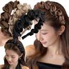 Ruched Texture Wrapping Ribbon Headband Wavy Shape Ruched Hair Hoop Satin Headband Makeup Styling
