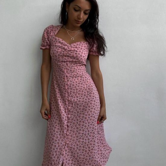 Summer Floral Printed Long Dress Women 