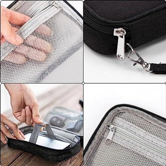 Gadget Pouch 1912cm Three-layer PC Accessory Storage Cable Holder Convenient Item Lightweight Waterproof Travel Business Trip (black)