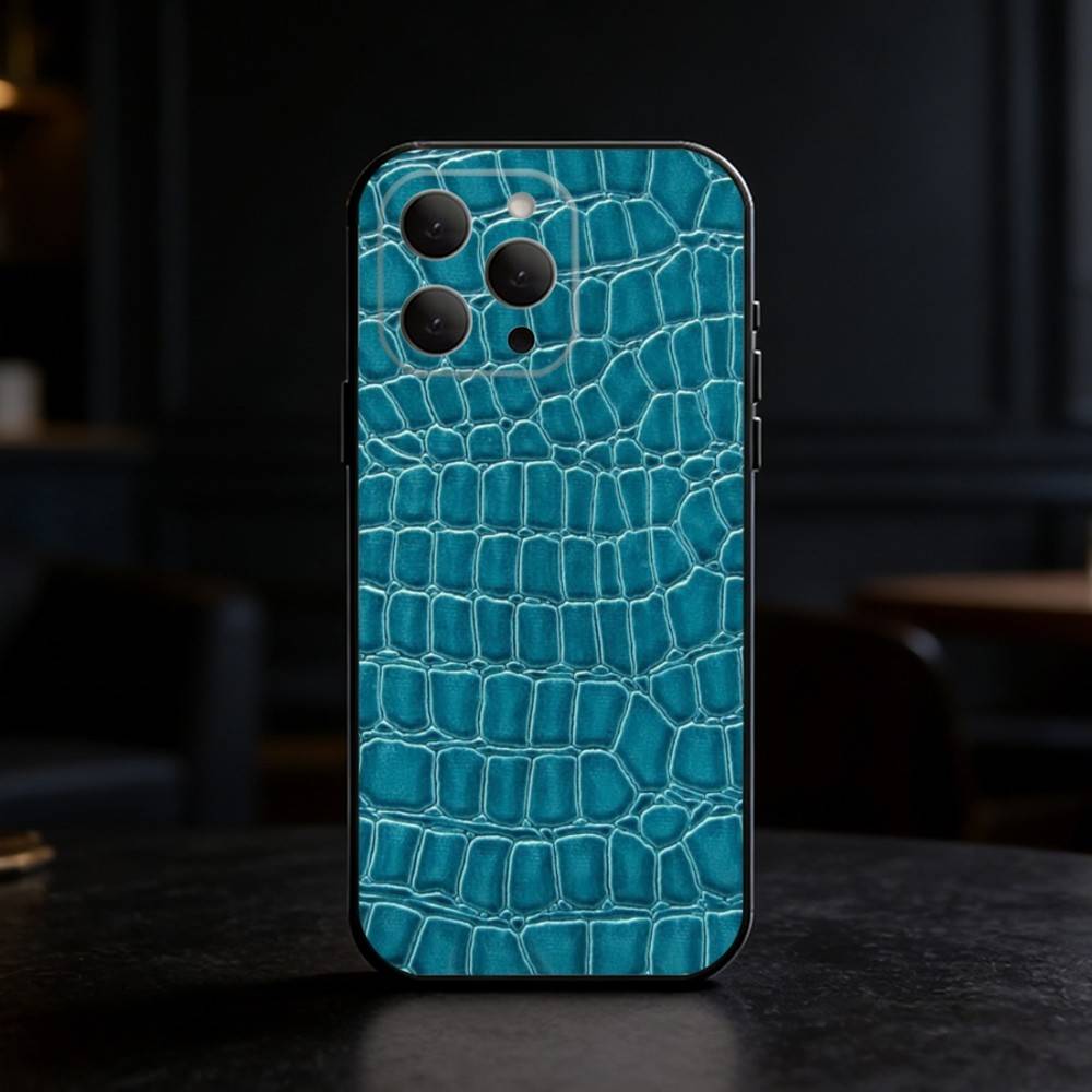Crocodile Skin Phone Case For iPhone 17,16,15,14,13,12,11 Plus,Pro,Max,Mini Silicone black Soft Cover