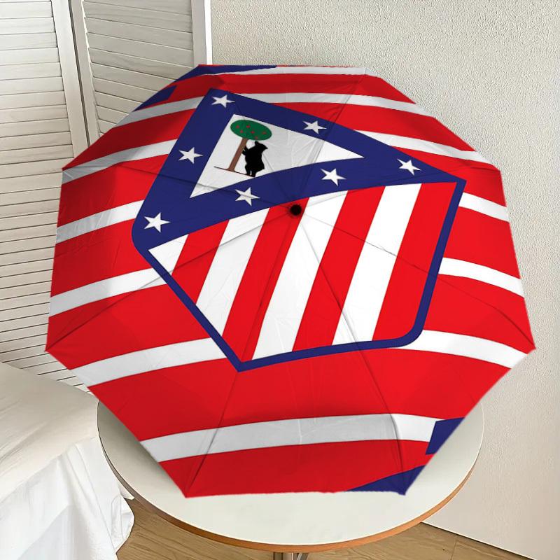 1PC Atletico Madrid Umbrella-8-Rib Reinforced, Automatic Open, Lightweight & Durable, Cute Fashion Accessory for Outdoor-Y0350