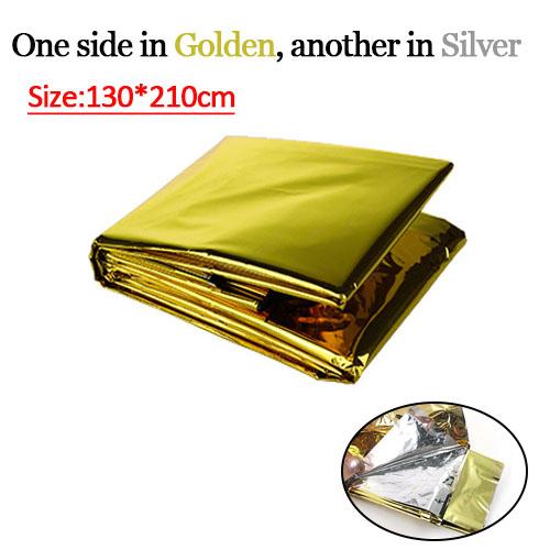 

Folding Emergency Blanket Survival Foil Thermal Windproof Warm for Camping Hiking Outdoor First Aid Rescue Gold 1.3m X 2.1m