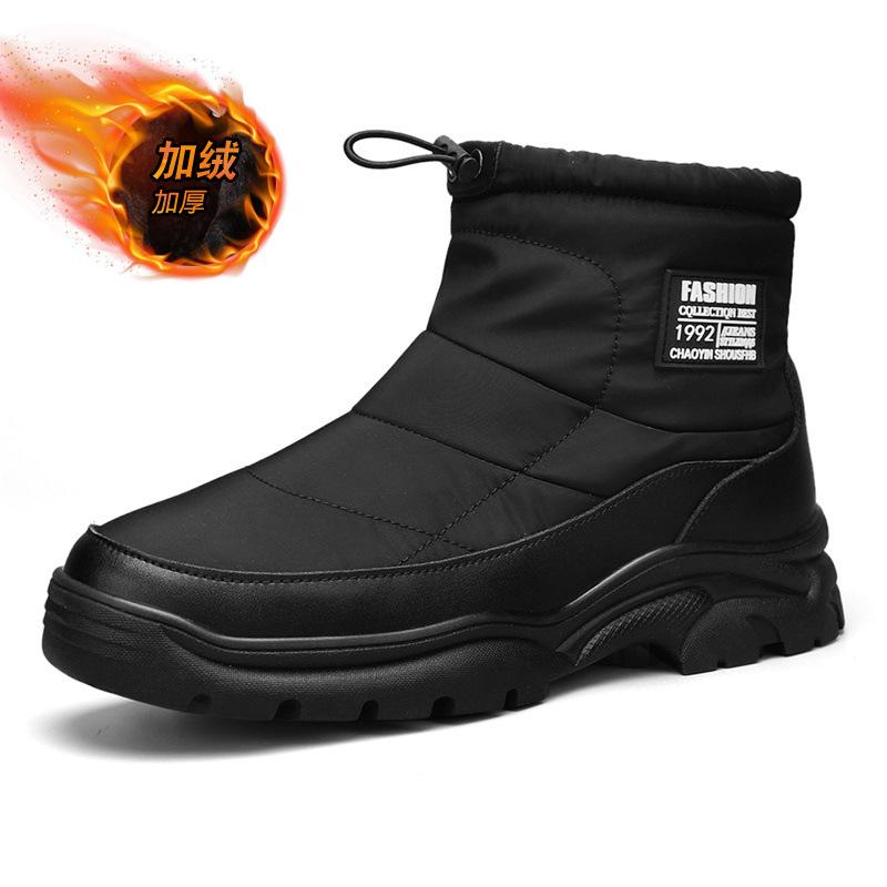 Spring Autumn New Exquisite Men's Boots with Thick Velvet and Warm Snow Boots Winter Outdoor Thick Bottom High Top Cotton Shoes
