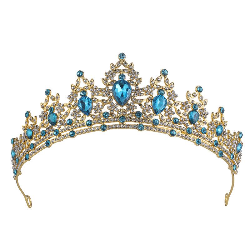 Bridal Crown Colored Rhinestone Headband Baroque Alloy Crown Wedding Dress Accessories Hair Accessories