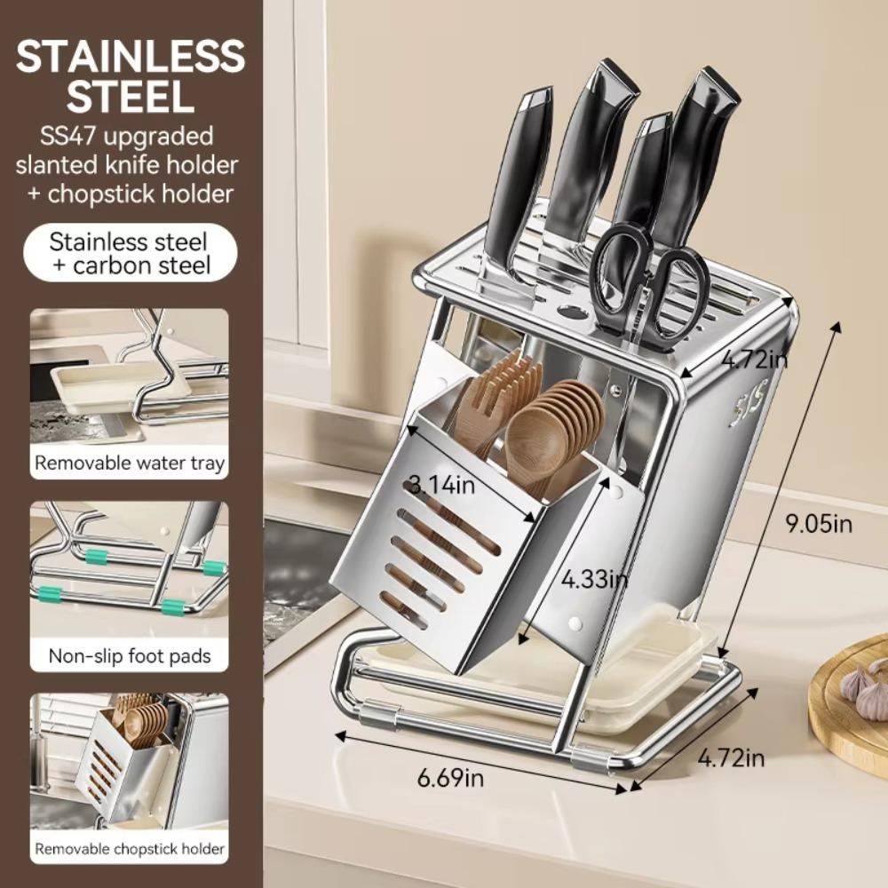 Multifunctional Kitchen Utensil Organizer Drain Tray Tool Storage Rack Cutter Holder  Household