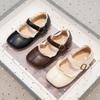 Girls Brown Mary Jane Shoes Lace Trim Soft Sole Buckle Non-Slip Princess Shoes for Toddler Party School Daily Casual Wear