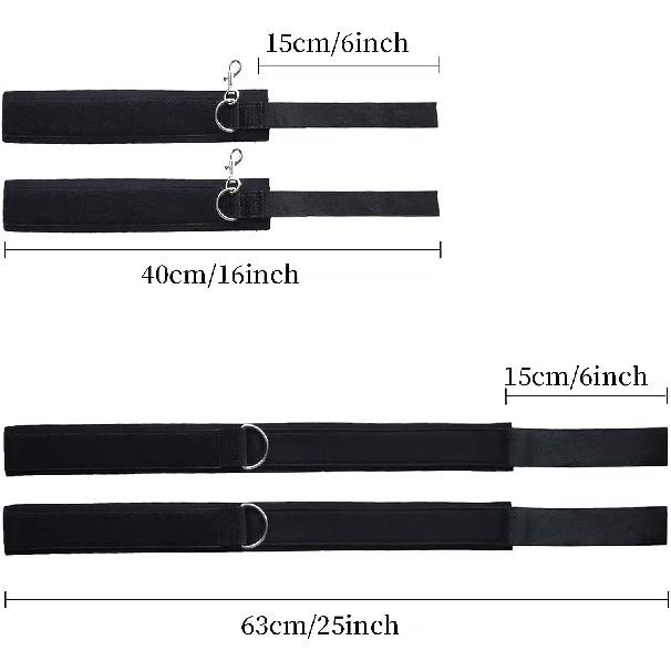 Sexuální pouta na zápěstí a; Pouta na stehna BDSM sada zádržných prvků, sexuální hračky pro ženy s nastavitelnými popruhy na nohy Pouta pro páry Začátečníci SM Game Play