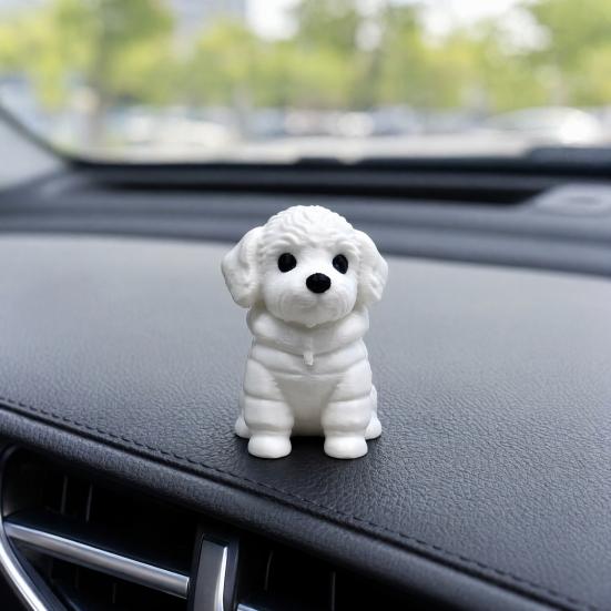 3D-gedruckte sitzende Hundefigur, Mini-Hundestatue in Weiß für Schreibtischdekoration, Modernes Tierform-Ornament für Zuhause, Büro, Bücherregal