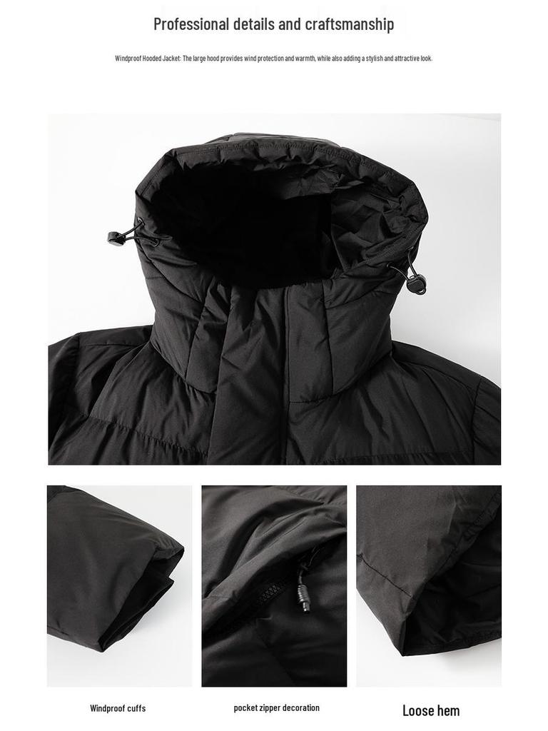 Mid-Length Men's & Women's Winter Down Jacket - Thick, Warm, Loose Fit, Cold-Proof White Duck Down Coat