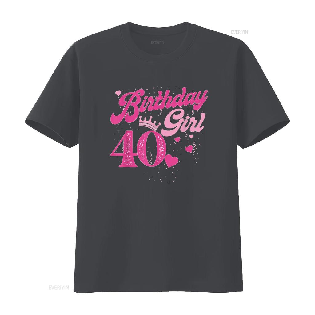 40th Birthday Girl Crown 40 Years Old Bday T Shirt vintage Washed Stretched Stylish Breathable Top For Everyday Wear homme