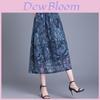 Linen Flower Print Aline Skirt For Summer Casual Wear With Pleats And Vintage Style