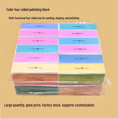 Four-Sided Nail Buffer Block: Colored Polishing Sponge and File for Manicure