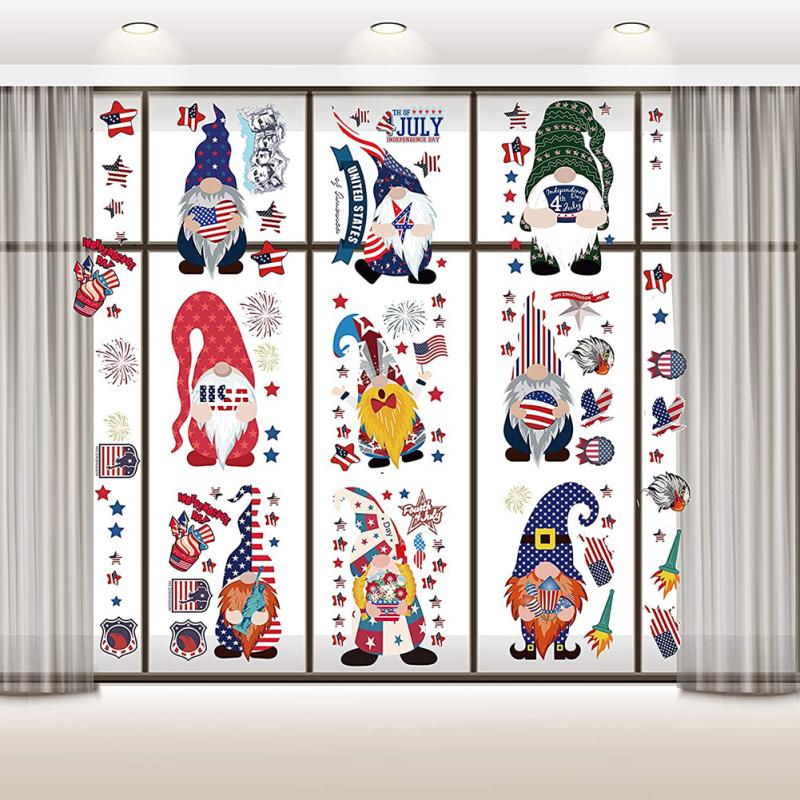 Heiß! 9 Stück/Set Wandaufkleber PVC Amerikanischer Unabhängigkeitstag Aufkleber Elektrostatische Fensteraufkleber