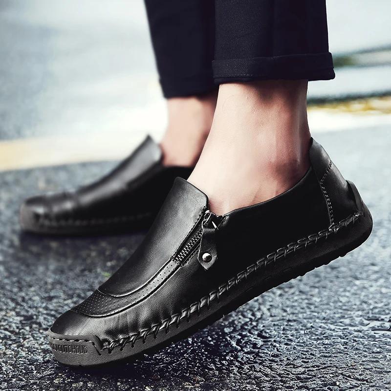 Outdoor Casual Leather Shoes For Men High Quality Men's Leather Shoes Large Size 48 Casual Leather Outdoor Walking Shoes Male