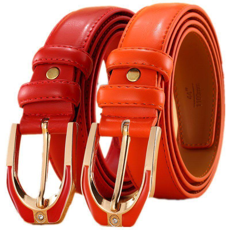 [Source] Women'S Leather Pin Buckle Belt, Women'S 3.0 Thin Belt Candy Color